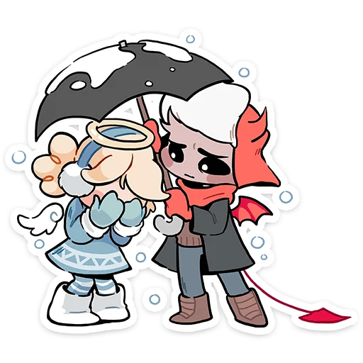 Стикер из набора Зимние Нимб и Рожки @TgSticker для Телеграм: Статические ☔