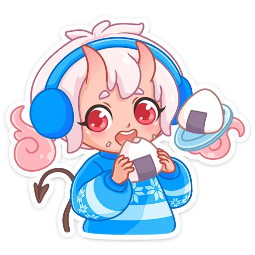 Стикер из набора Зимняя Они-тян (@TgSticker) для Телеграм: Статические 🍙