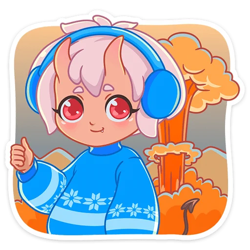 Стикер из набора Зимняя Они-тян (@TgSticker) для Телеграм: Статические 👍