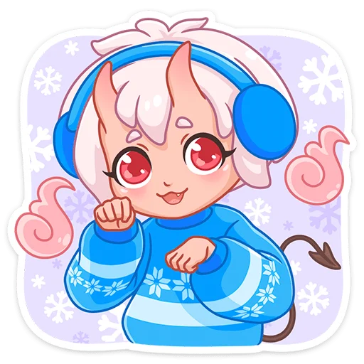 Стикер из набора Зимняя Они-тян (@TgSticker) для Телеграм: Статические 😘