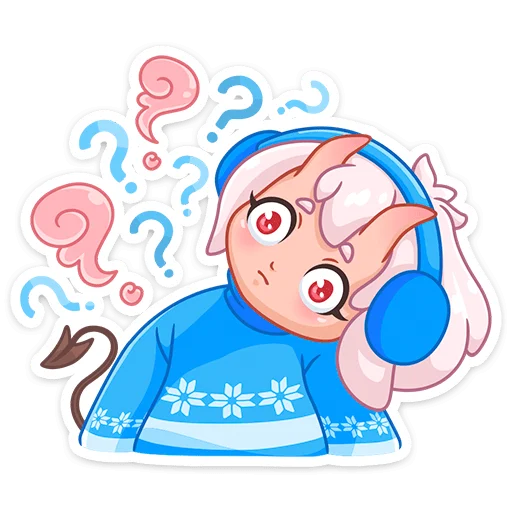 Стикер из набора Зимняя Они-тян (@TgSticker) для Телеграм: Статические 🤔