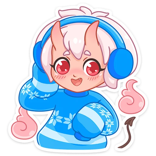 Стикер из набора Зимняя Они-тян (@TgSticker) для Телеграм: Статические 😊