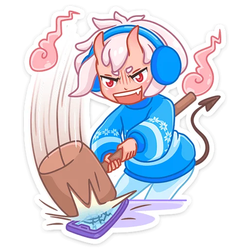 Стикер из набора Зимняя Они-тян (@TgSticker) для Телеграм: Статические 🔨
