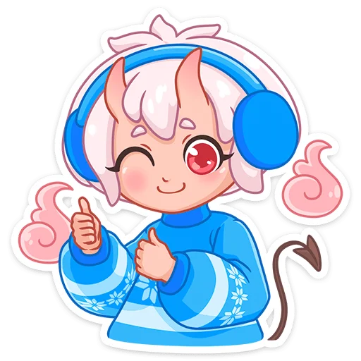 Стикер из набора Зимняя Они-тян (@TgSticker) для Телеграм: Статические 😉
