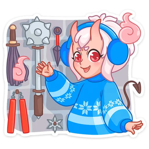 Стикер из набора Зимняя Они-тян (@TgSticker) для Телеграм: Статические 😏