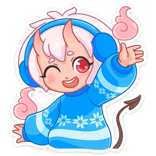 Стикер из набора Зимняя Они-тян (@TgSticker) для Телеграм: Статические 👋