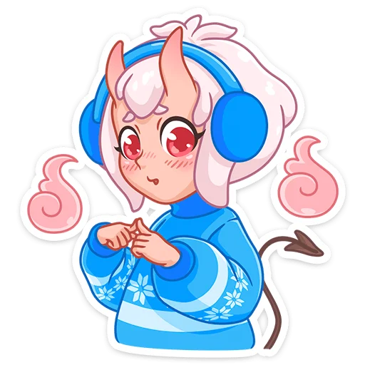 Стикер из набора Зимняя Они-тян (@TgSticker) для Телеграм: Статические 🥺