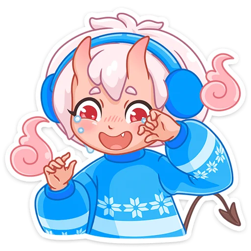 Стикер из набора Зимняя Они-тян (@TgSticker) для Телеграм: Статические 🥲