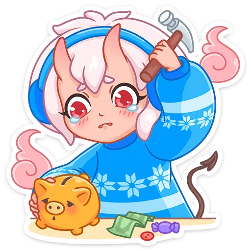Стикер из набора Зимняя Они-тян (@TgSticker) для Телеграм: Статические 😭