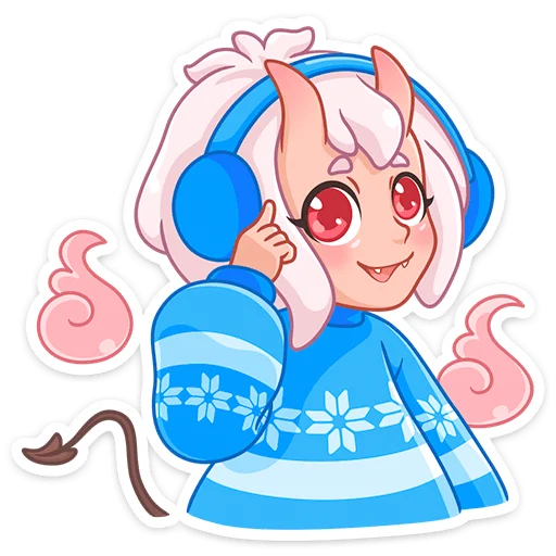 Стикер из набора Зимняя Они-тян (@TgSticker) для Телеграм: Статические ☝️