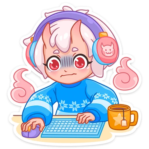 Стикер из набора Зимняя Они-тян (@TgSticker) для Телеграм: Статические 💻