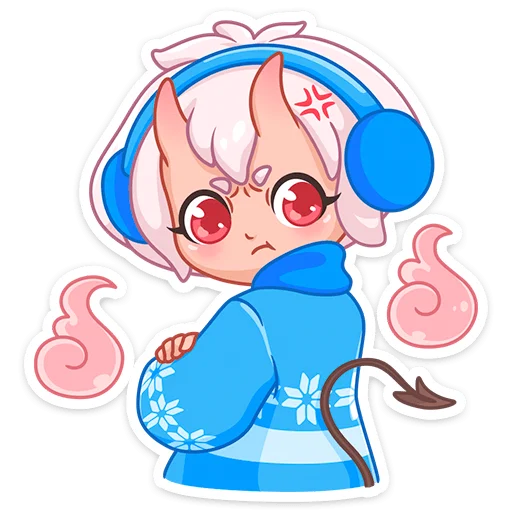 Стикер из набора Зимняя Они-тян (@TgSticker) для Телеграм: Статические 😒