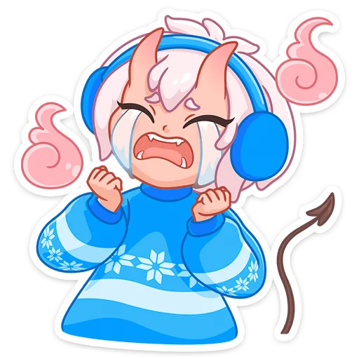 Стикер из набора Зимняя Они-тян (@TgSticker) для Телеграм: Статические 😭