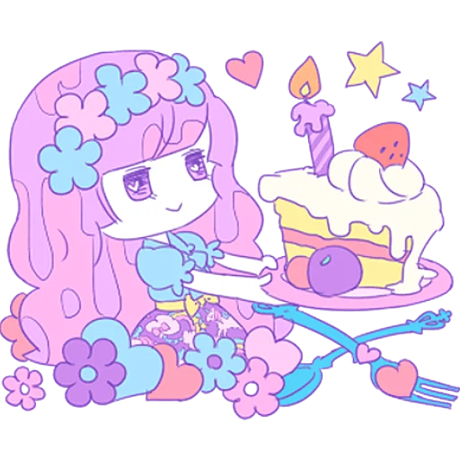 Стикер из набора Ямэ @nyasticks для Телеграм: Статические 🎂